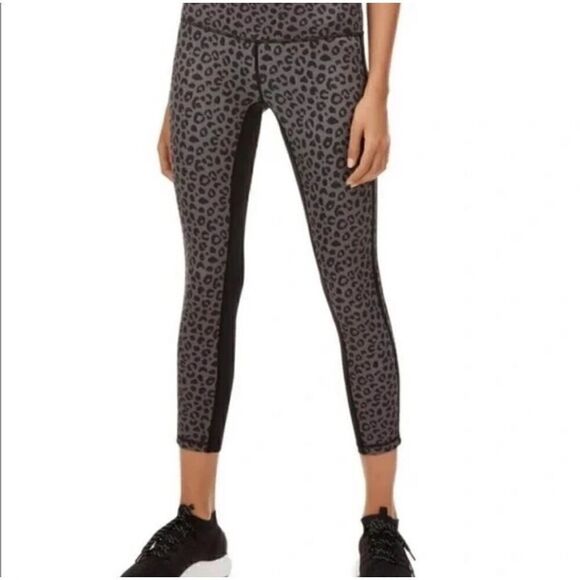 ALL FENIX Gray Black Leopard Print Leggings Large - Picture 1 of 7